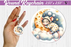 Round keychain | Sleeping animals Product Image 1