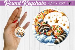 Round keychain | Sleeping animals Product Image 1