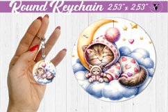 Round keychain | Sleeping animals Product Image 1