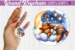 Round keychain | Sleeping animals Product Image 1