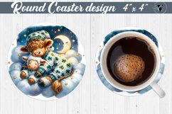 Round Coaster | Baby animals | Sleeping animal Product Image 1