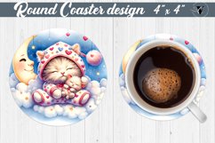 Round Coaster | Baby animals | Sleeping animal Product Image 1