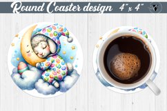 Round Coaster | Baby animals | Sleeping animal Product Image 1