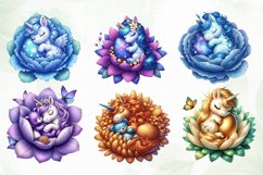 Sleeping Baby Unicorn Collection Clipart Product Image 4