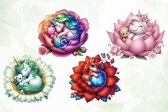 Sleeping Baby Unicorn Collection Clipart Product Image 2