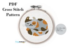 Sleeping Cat Cross Stitch Pattern PDF File Product Image 1