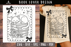 Sleeping Cat Book Stack SVG Vintage design