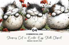 Sleeping Cat in Easter Egg Shell Clipart Product Image 1