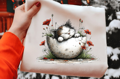 Sleeping Cat in Easter Egg Shell Clipart Product Image 2