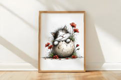 Sleeping Cat in Easter Egg Shell Clipart Product Image 3