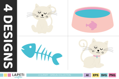 Pastel kitten illustration perfect for baby albums and cards