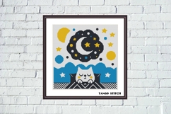 Sleeping white cat cute pets cross stitch pattern - Tango Stitch