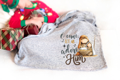 O Come Let Us Adore Him Nativity, Christian Christmas png Product Image 4