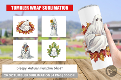 Sleepy Autumn Pumpkin Ghost Tumbler Product Image 1