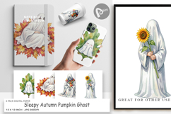 Sleepy Autumn Pumpkin Ghost Digital Paper Product Image 1