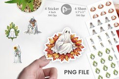 Sleepy Autumn Pumpkin Ghost Sticker Product Image 1