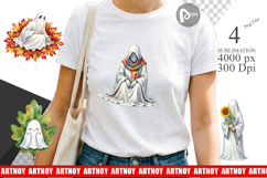 Sleepy Autumn Pumpkin Ghost Sublimation Product Image 1