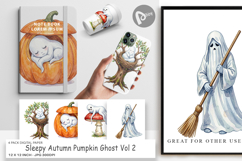 Sleepy Autumn Pumpkin Ghost Digital Paper Product Image 1