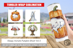 Sleepy Autumn Pumpkin Ghost Tumbler Product Image 1