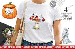 Sleepy Autumn Pumpkin Ghost Sublimation Product Image 1