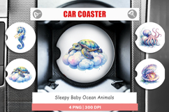Sleepy Baby Ocean Animals Car Coaster Product Image 1