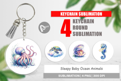 Sleepy Baby Ocean Animals Keychain Product Image 1