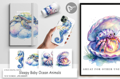 Sleepy Baby Ocean Animals Digital Paper Product Image 1