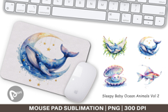 Sleepy Baby Ocean Animals Mouse Pad Product Image 1