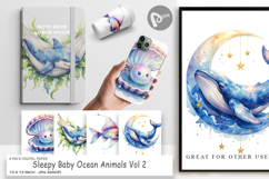 Sleepy Baby Ocean Animals Digital Paper Product Image 1