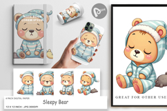 Digital Paper Sleepy Bear Product Image 1