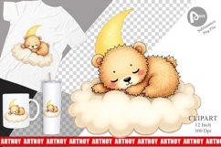 Sleepy Bear Cloud Clipart Product Image 1