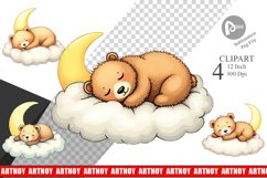 Sleepy Bear Cloud Clipart Product Image 1