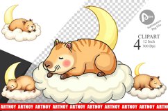 Sleepy Capybara Cloud Clipart Product Image 1