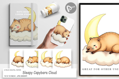 Digital Paper Sleepy Capybara Cloud Product Image 1