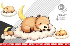 Sleepy Capybara Cloud Clipart Product Image 1