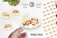 Sleepy Cat Cloud Sticker Product Image 1