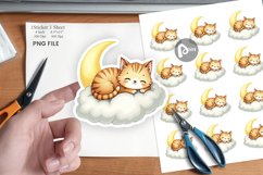 Sleepy Cat Cloud Sticker Product Image 1