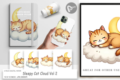 Digital Paper Sleepy Cat Cloud Product Image 1