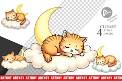Sleepy Cat Cloud Clipart Product Image 1