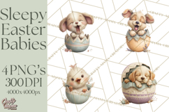 Easter Baby Animals Clipart PNG, Sleeping Baby Animals Product Image 1