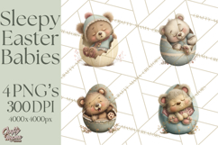 Easter Baby Animals Clipart PNG, Sleeping Baby Animals Product Image 1