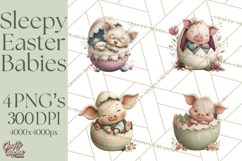 Easter Baby Animals Clipart PNG, Sleeping Baby Animals Product Image 1