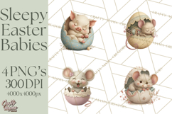 Easter Baby Animals Clipart PNG, Sleeping Baby Animals Product Image 1