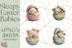 Easter Baby Animals Clipart PNG, Sleeping Baby Animals Product Image 1
