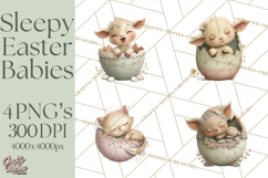 Easter Baby Animals Clipart PNG, Sleeping Baby Animals Product Image 1