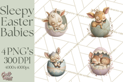 Easter Baby Animals Clipart PNG, Sleeping Baby Animals Product Image 1