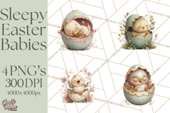 Easter Baby Animals Clipart PNG, Sleeping Baby Animals Product Image 1