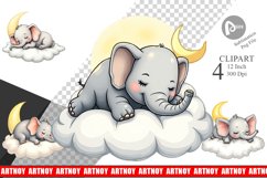 Sleepy Elephant Cloud Clipart Product Image 1