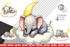 Sleepy Elephant Cloud Clipart Product Image 1