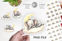 Sleepy Elephant Cloud Sticker Product Image 1
